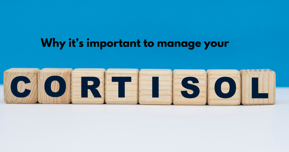 Text Why it's important to manage your cortisol. Cortisol is on dice blocks